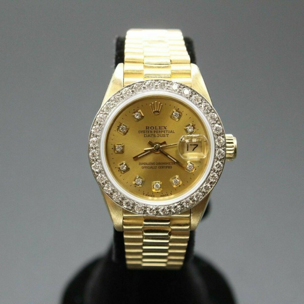 LADIES PRESIDENT ROLEX! CHAMPANGE W/ DIAMOND BEZEL